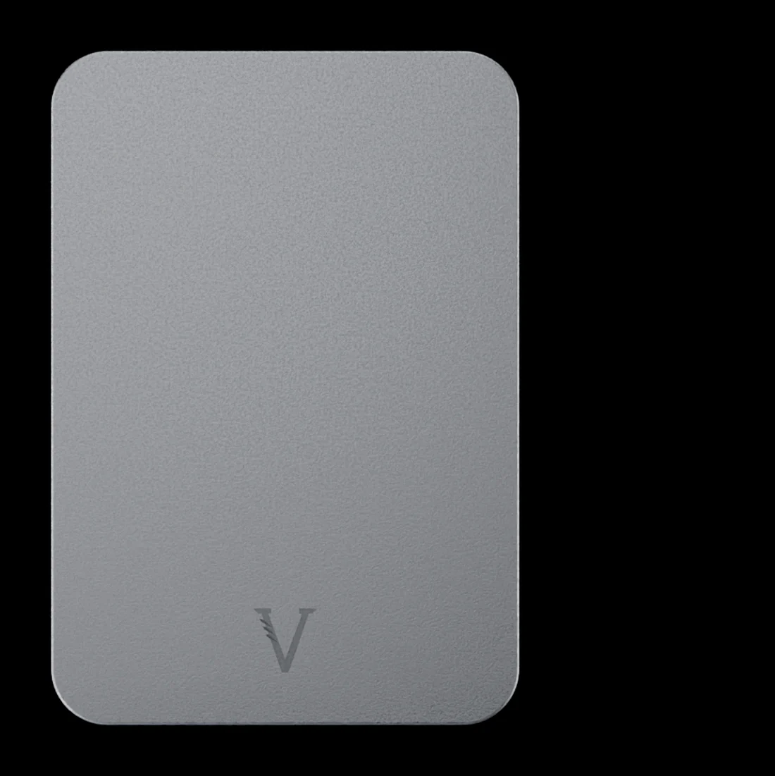 VALT magnetic aluminium nicotine pouch case in Space Gray, lid closed, on the back of a phone